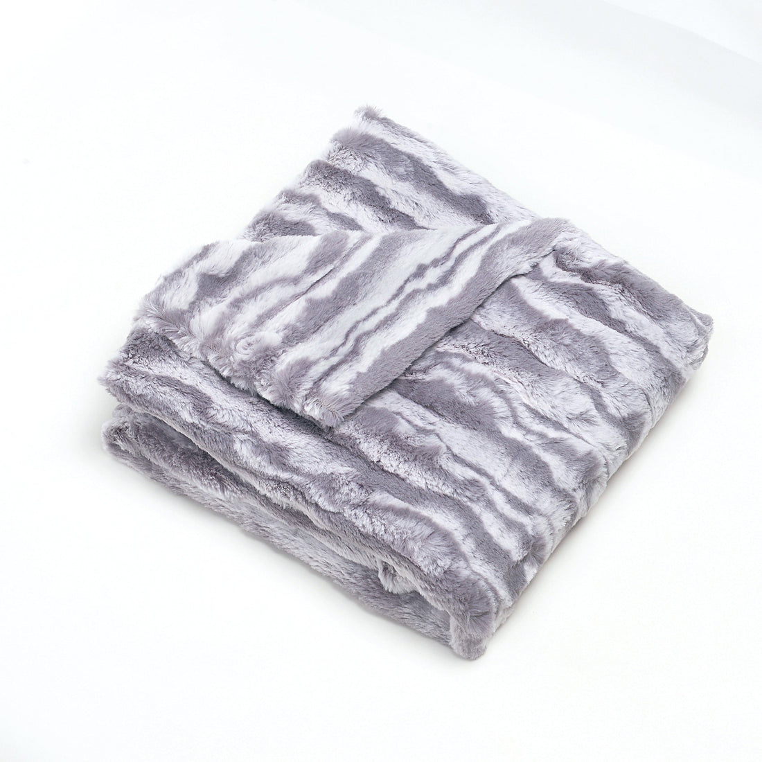 Luxury Grey Wavy Fur Blanket