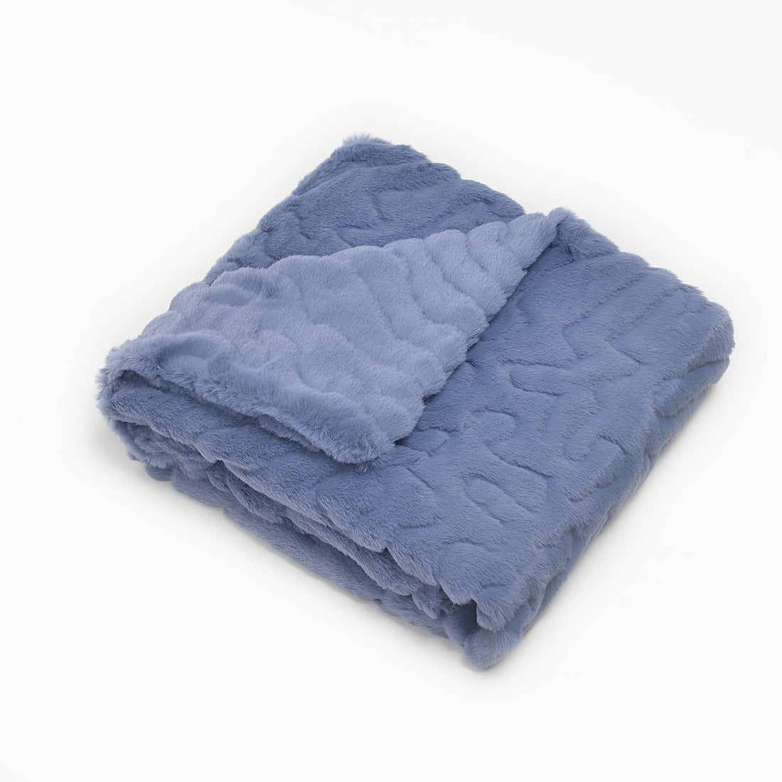 Ultra-Soft Solid Blue Fur Blanket