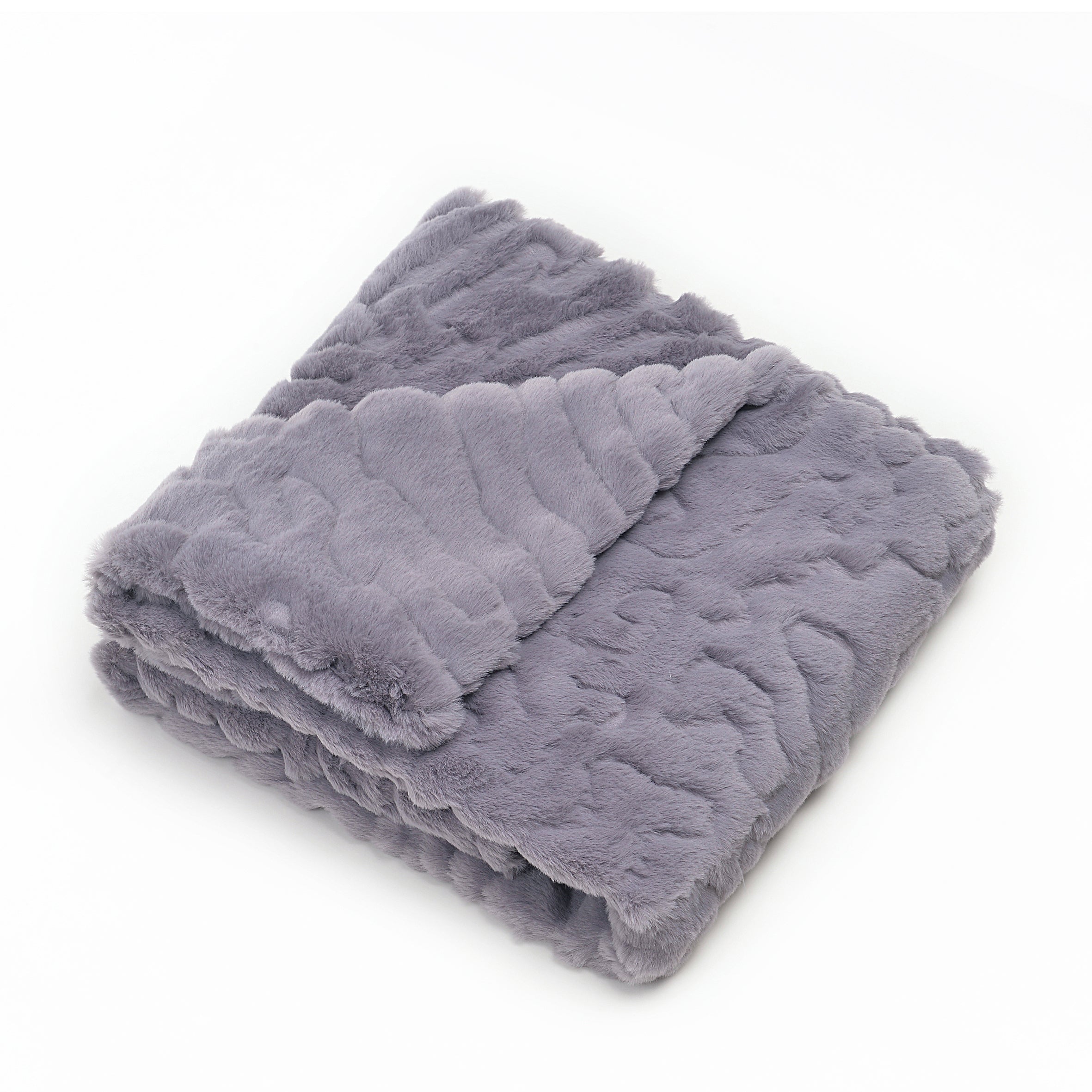 Ultra-Soft Solid Grey Fur Blanket