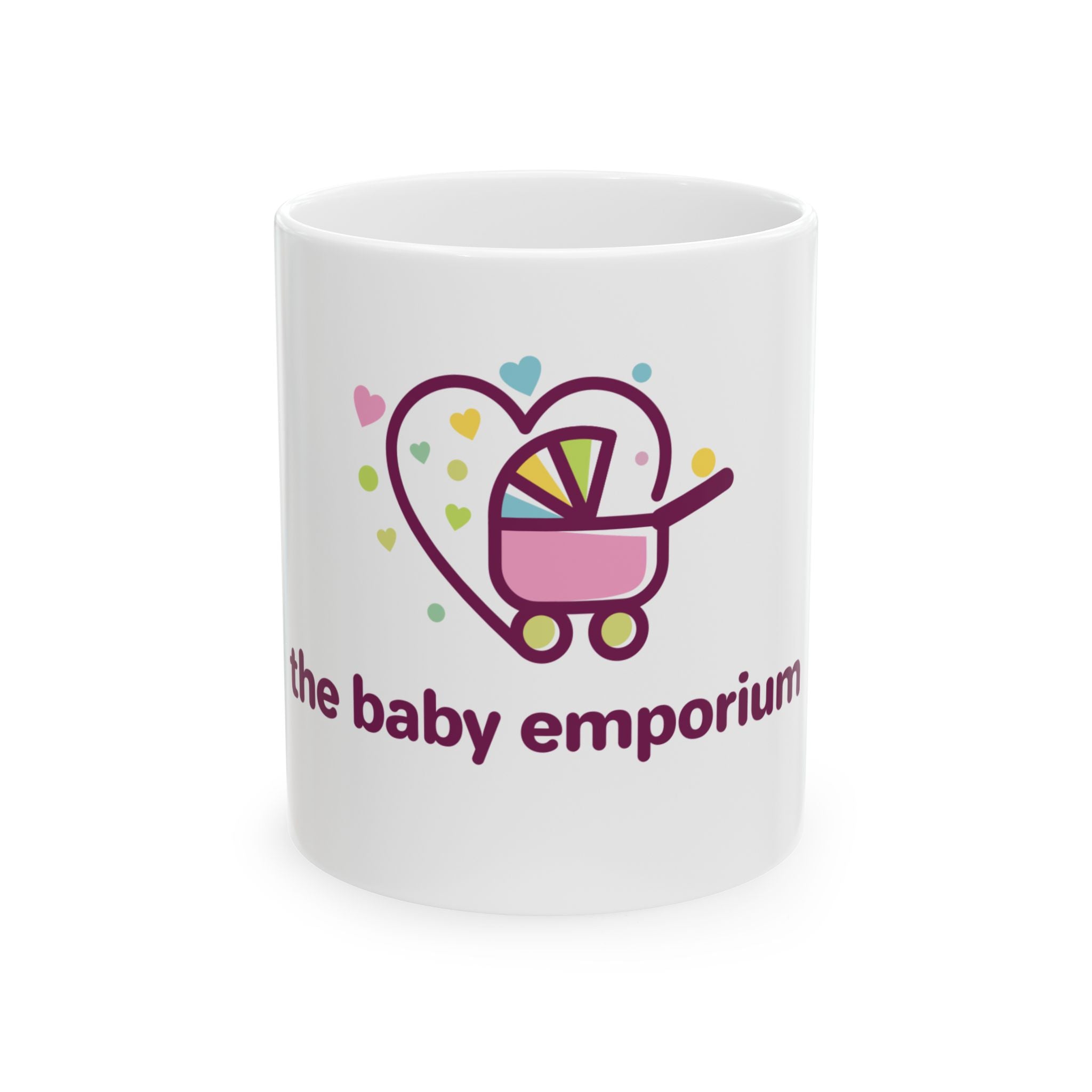 Baby Emporium Ceramic Mug — Cute Stroller Logo Coffee Cup (11oz & 15oz)