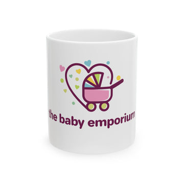 Baby Emporium Ceramic Mug — Cute Stroller Logo Coffee Cup (11oz & 15oz)