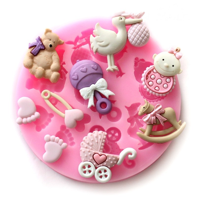 DIY Baking Tool Goose Feet Little Swan Stroller Baby Soft Candy Brick Silicone Mold