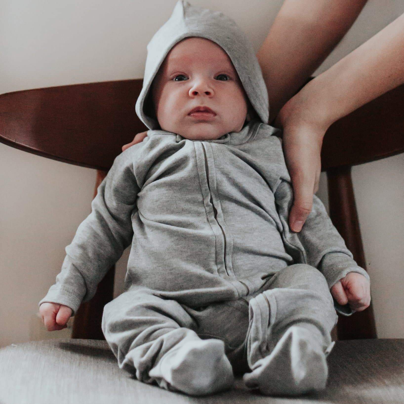 2 pc. zipper footie set | light blue & heather grey