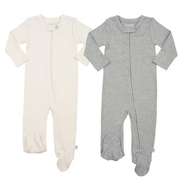 2 pc. zipper footie set | ivory & heather grey