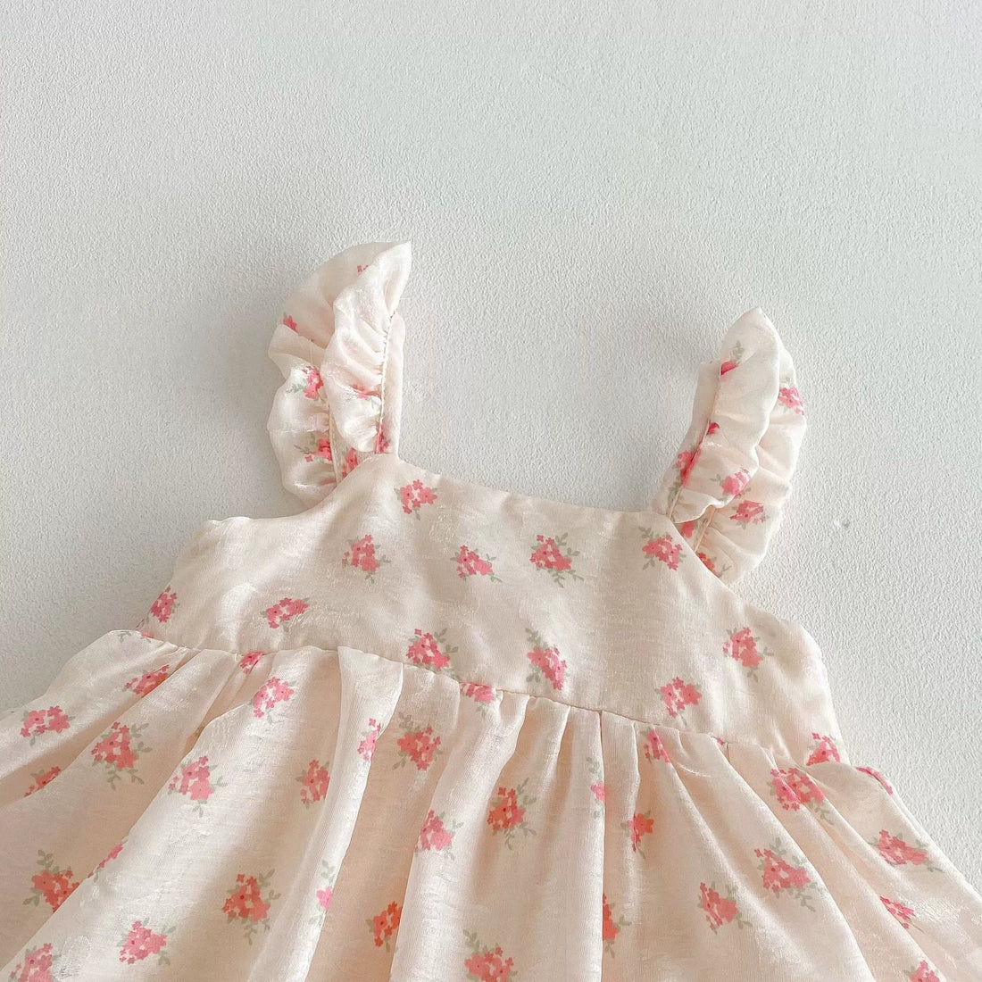 Summer Arrival Baby Girls Sleeveless Pink Flowers Pattern Dress Design Onesies
