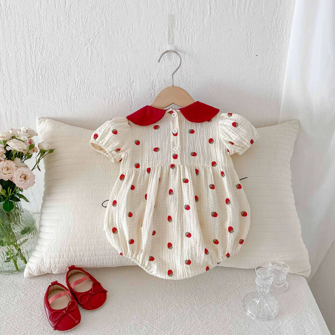 Summer Arrival Baby Girls Cute Short Sleeves Fruits Pattern Onesies