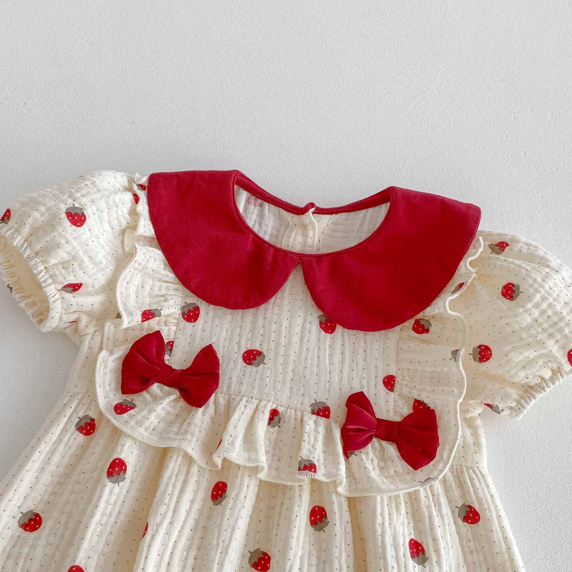 Summer Arrival Baby Girls Cute Short Sleeves Fruits Pattern Onesies